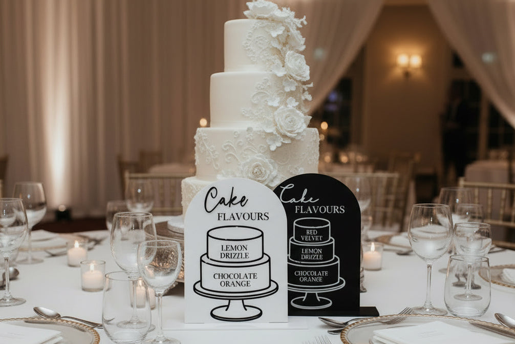 Cake Tier Menu Wedding Sign | Acrylic Wedding Table Sign