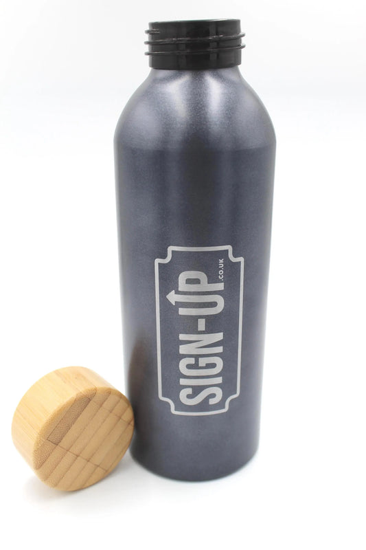 Custom Engraved 550 ml Aluminium Bottle with Bamboo Lid