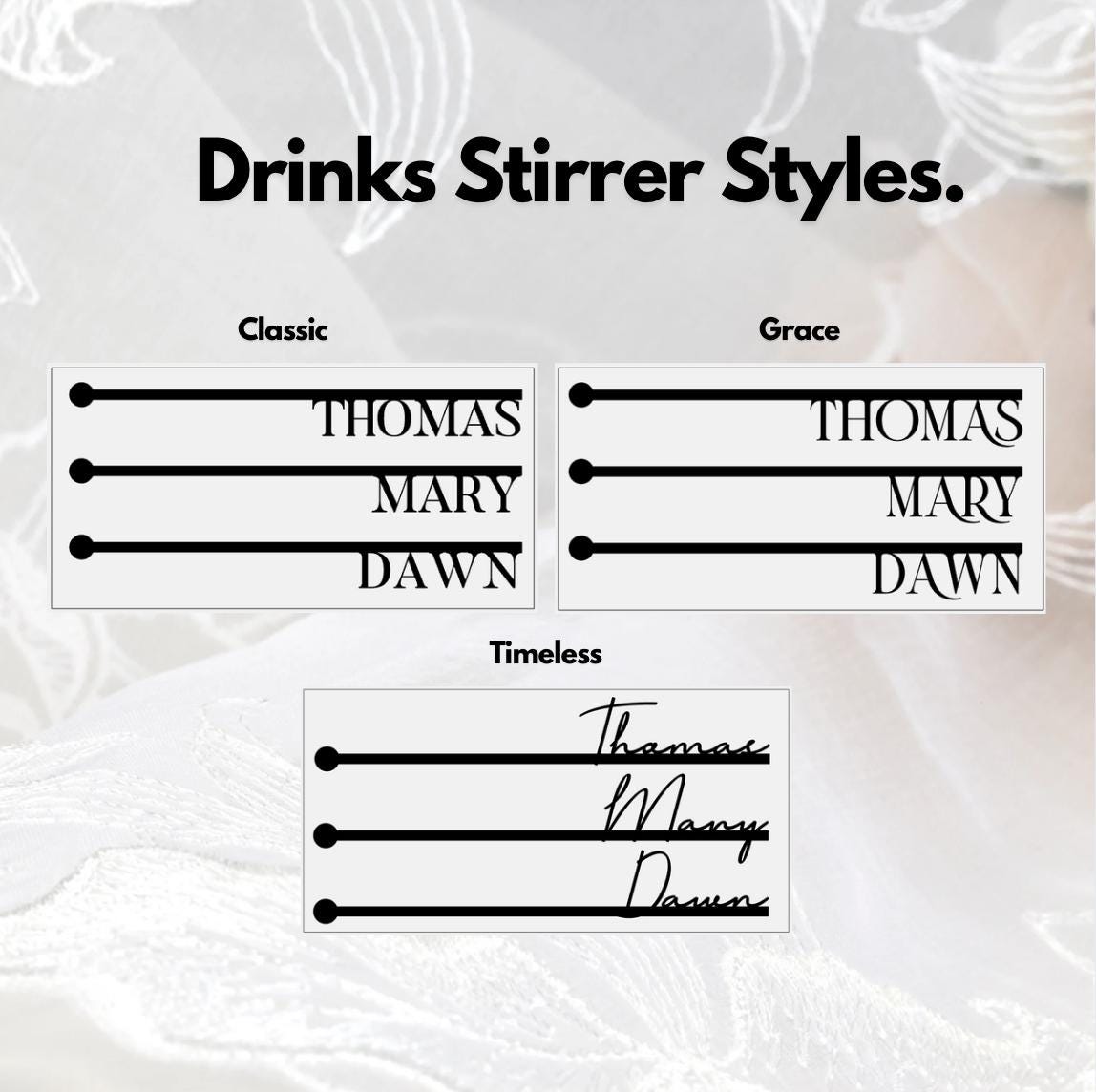 Acrylic Drink Stirrers & Table Place Names