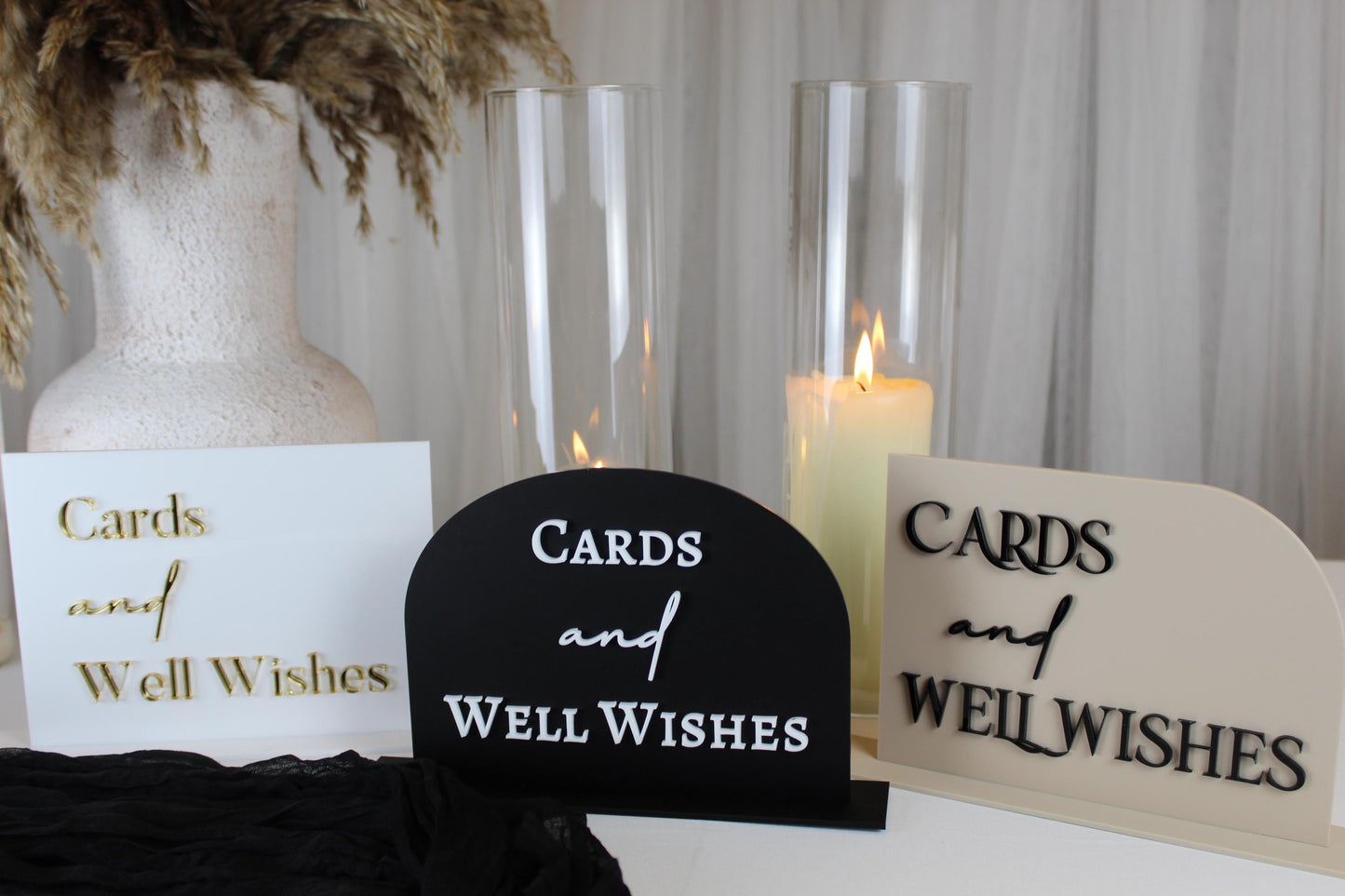 Acrylic Cards and Well Wishes Sign