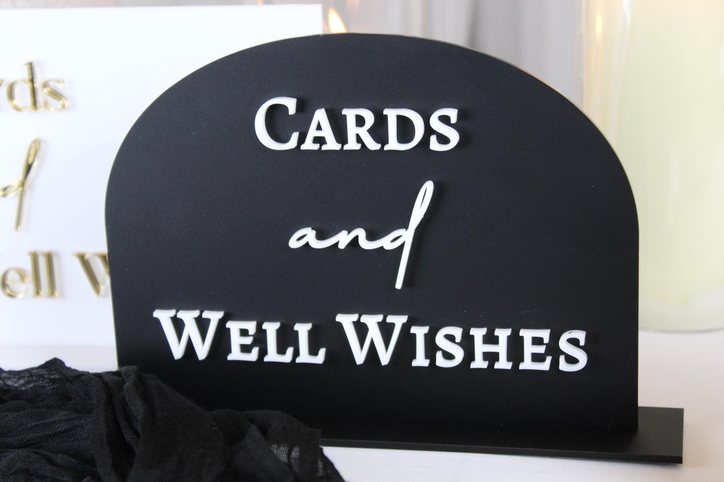 Acrylic Cards and Well Wishes Sign