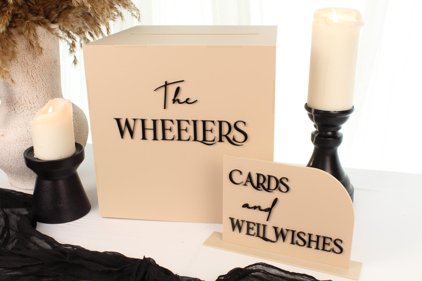 Wedding Card Box With Cards and Well Wishes Sign