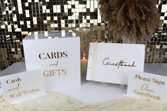 white and gold wedding collection styling and accessories