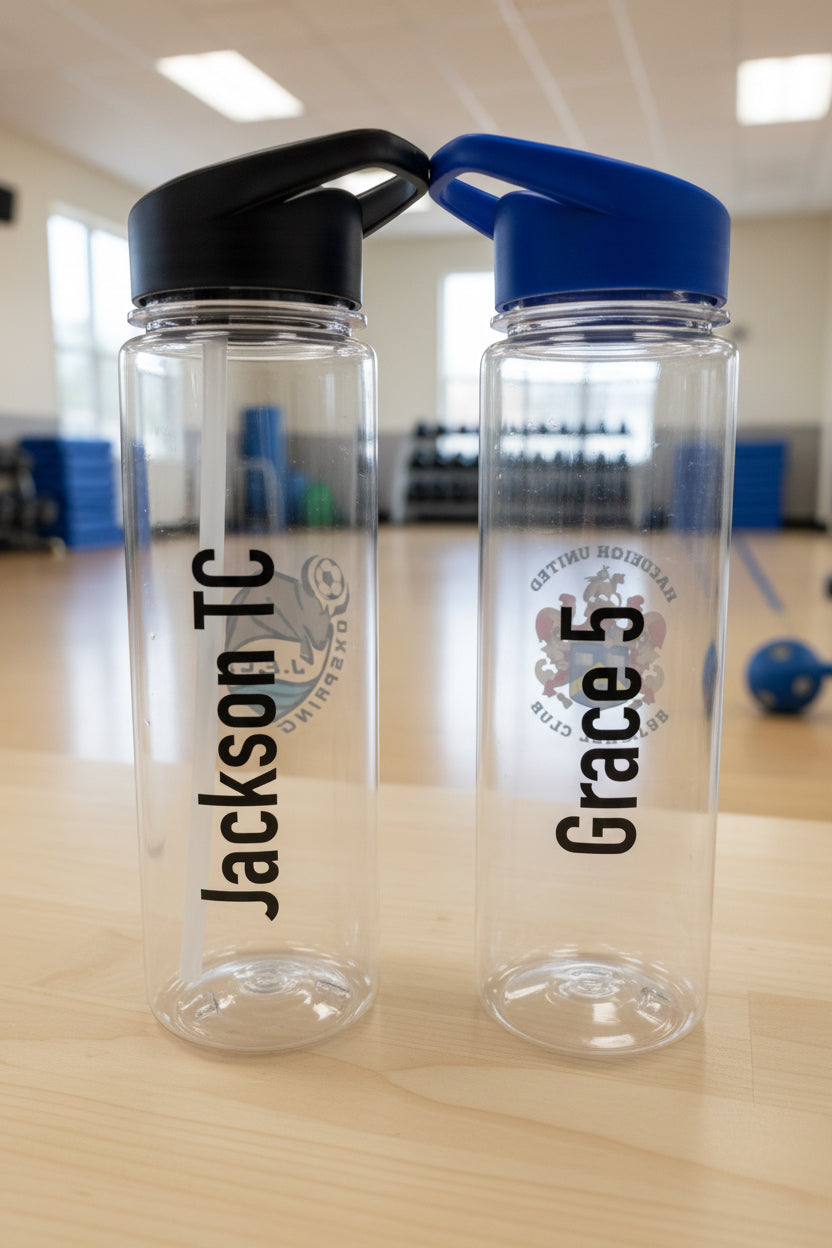 Printed Sports Bottle with Player Name | 650ml Flip Lid Straw Bottle