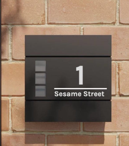 Personalised Engraved Modern Letterbox - Matt Black - Lockable Post Box