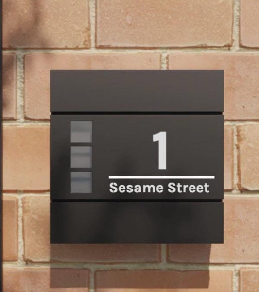 Personalised Engraved Modern Letterbox - Matt Black - Lockable Post Box