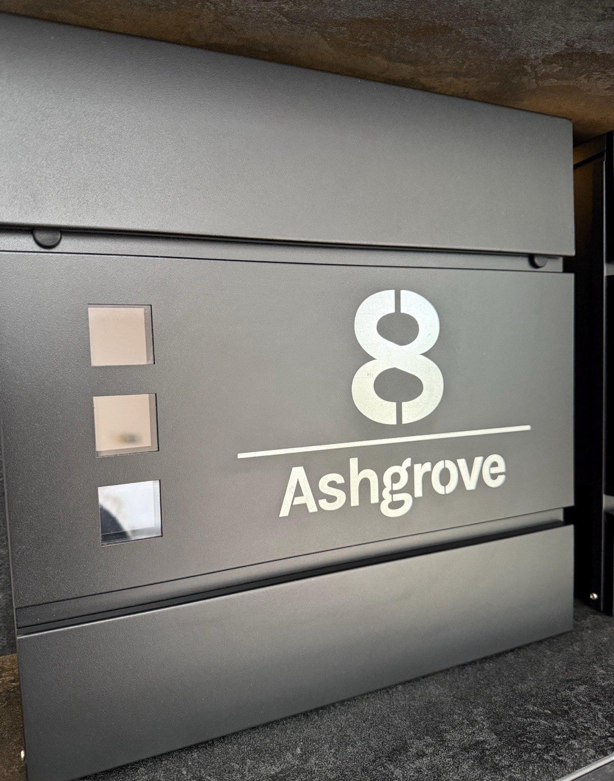 Personalised Engraved Modern Letterbox - Matt Black - Lockable Post Box