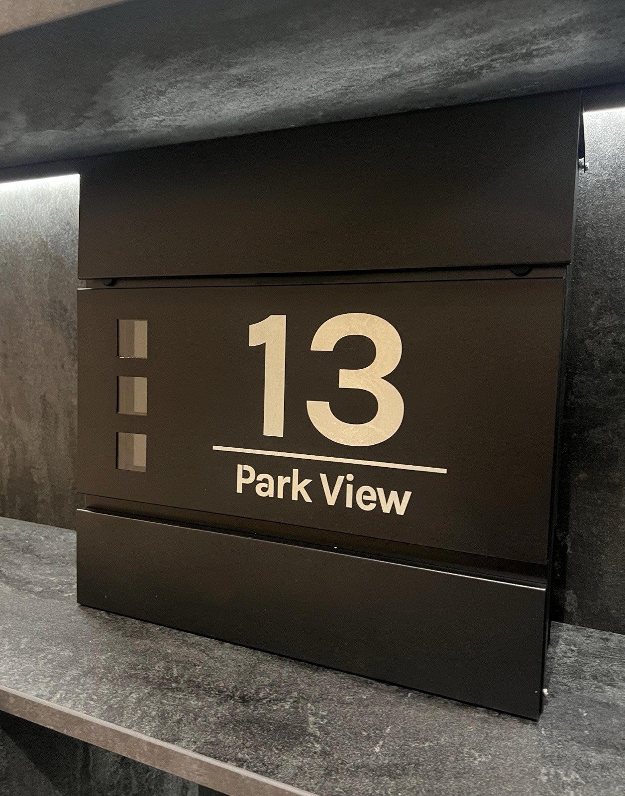 Personalised Engraved Modern Letterbox - Matt Black - Lockable Post Box