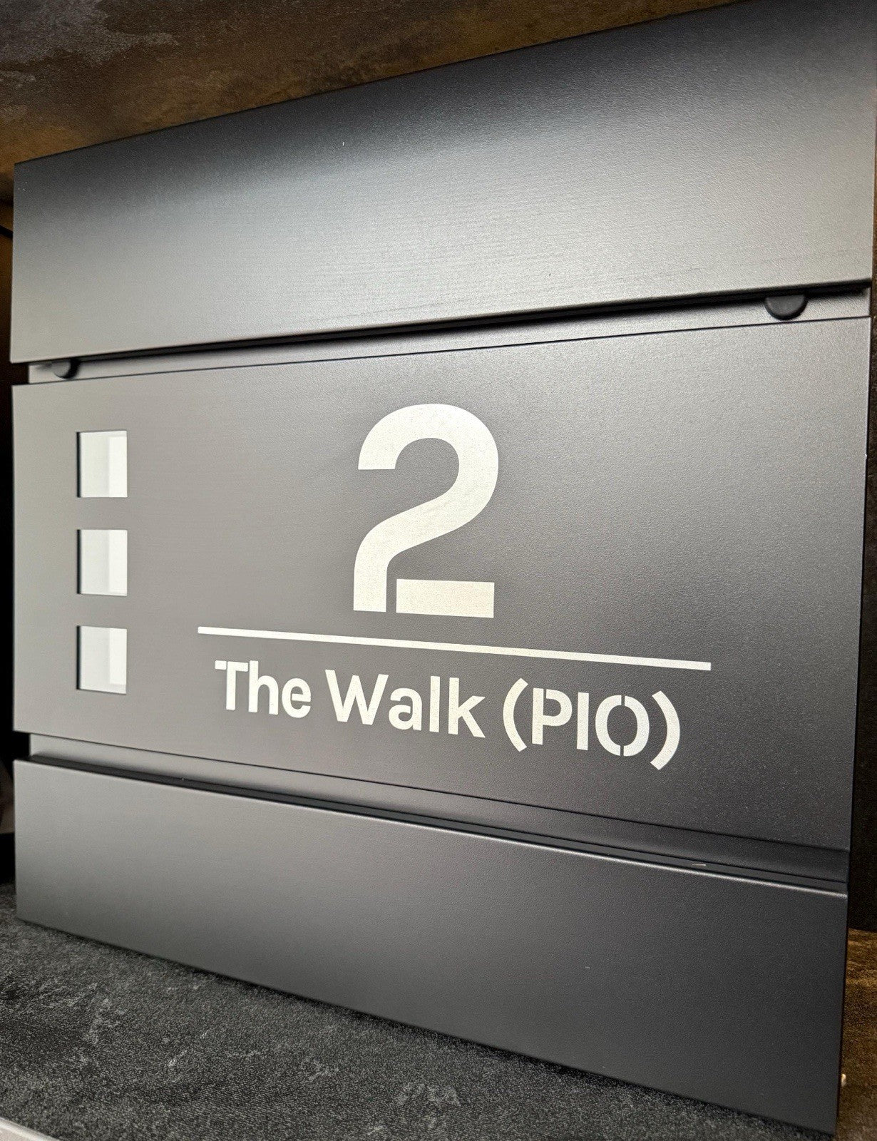 Personalised Engraved Modern Letterbox - Matt Black - Lockable Post Box