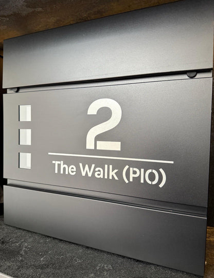Personalised Engraved Modern Letterbox - Matt Black - Lockable Post Box