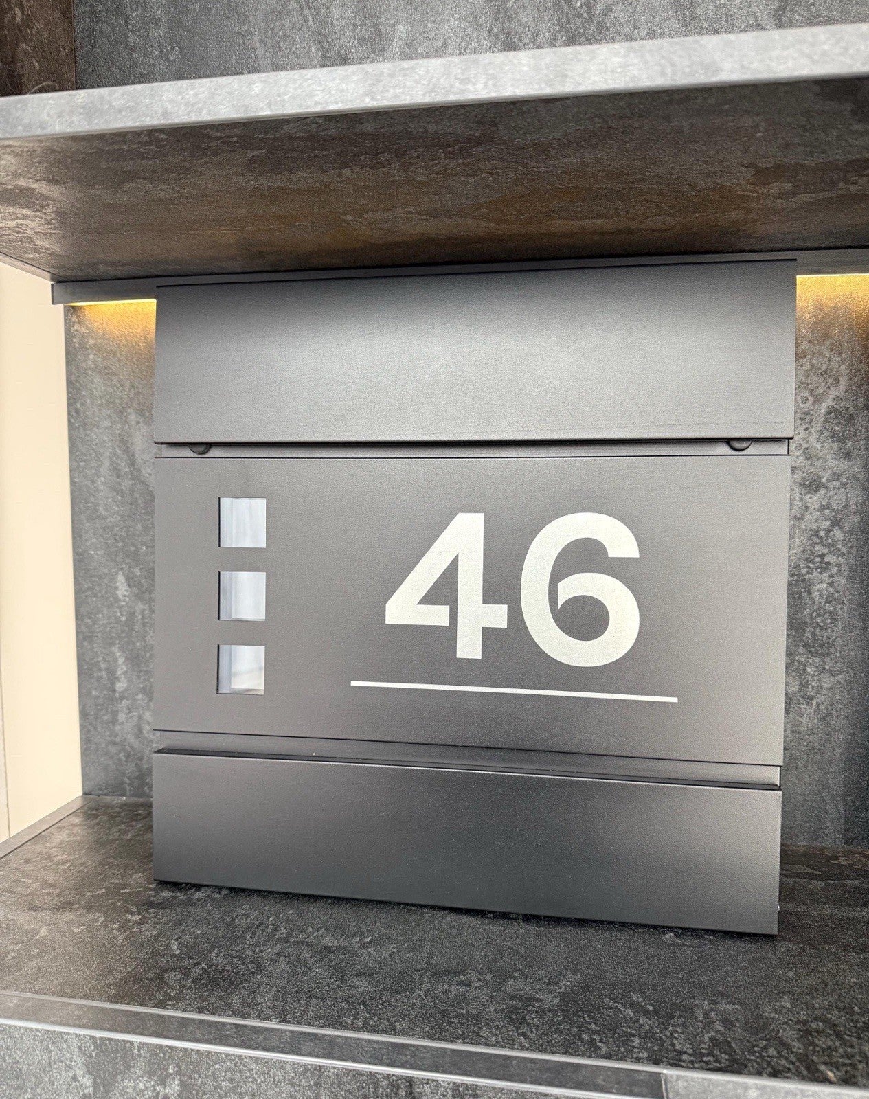 Personalised Engraved Modern Letterbox - Matt Black - Lockable Post Box