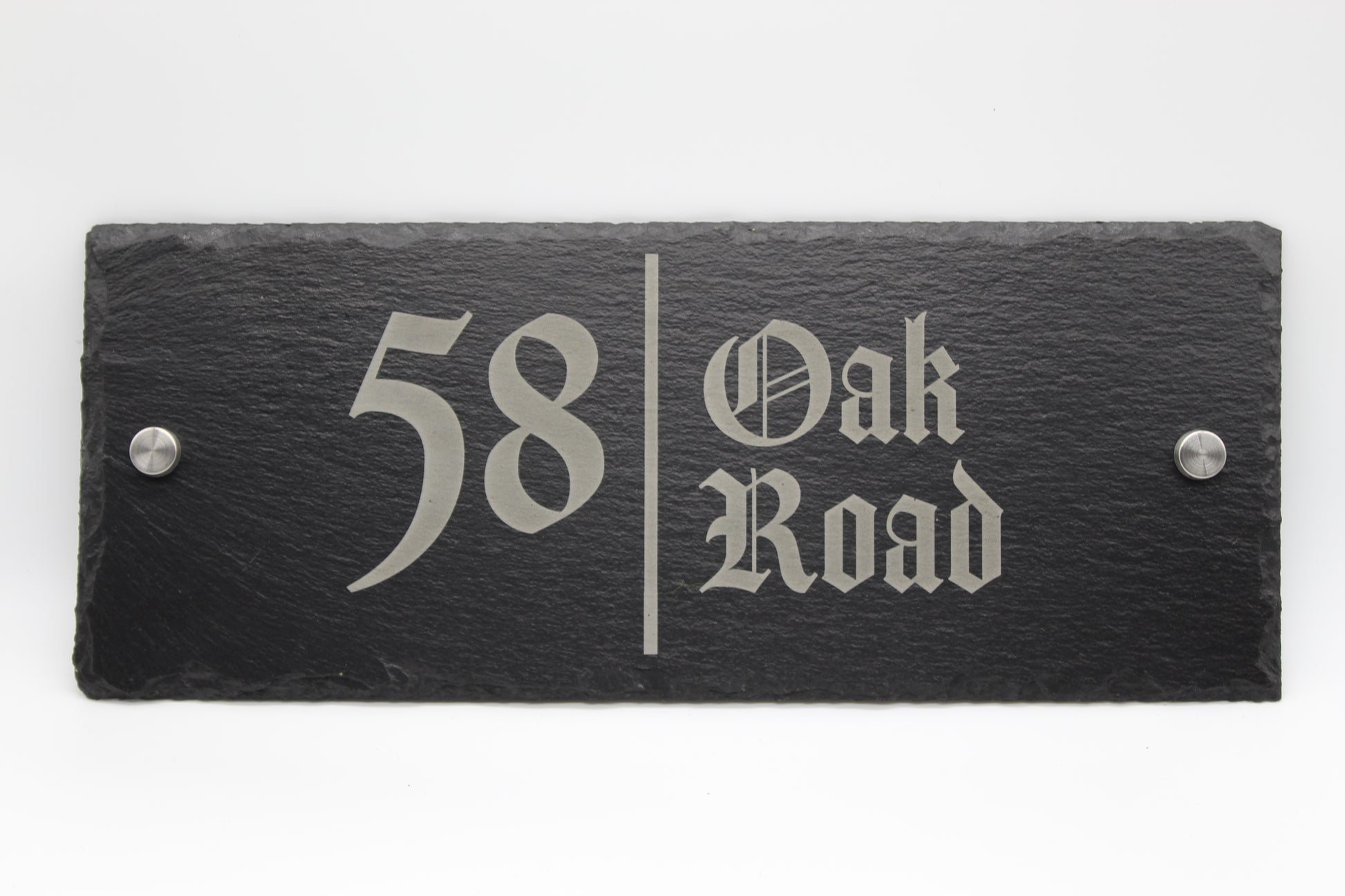 slate house sign with house number or home address