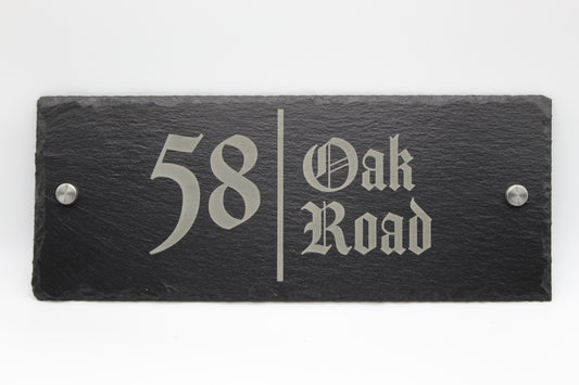 slate house sign with house number or home address