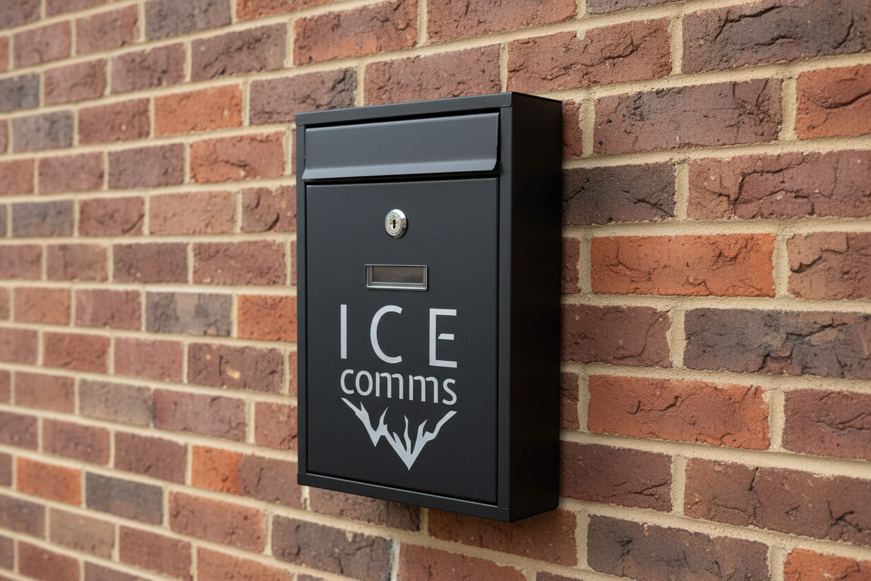 logo embossed mail box in black