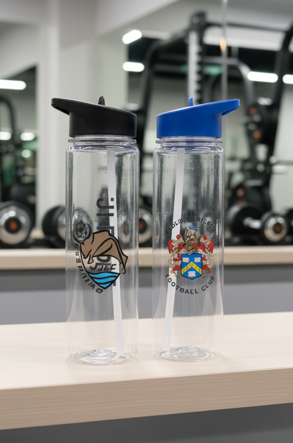 Printed Sports Bottle with Player Name | 650ml Flip Lid Straw Bottle