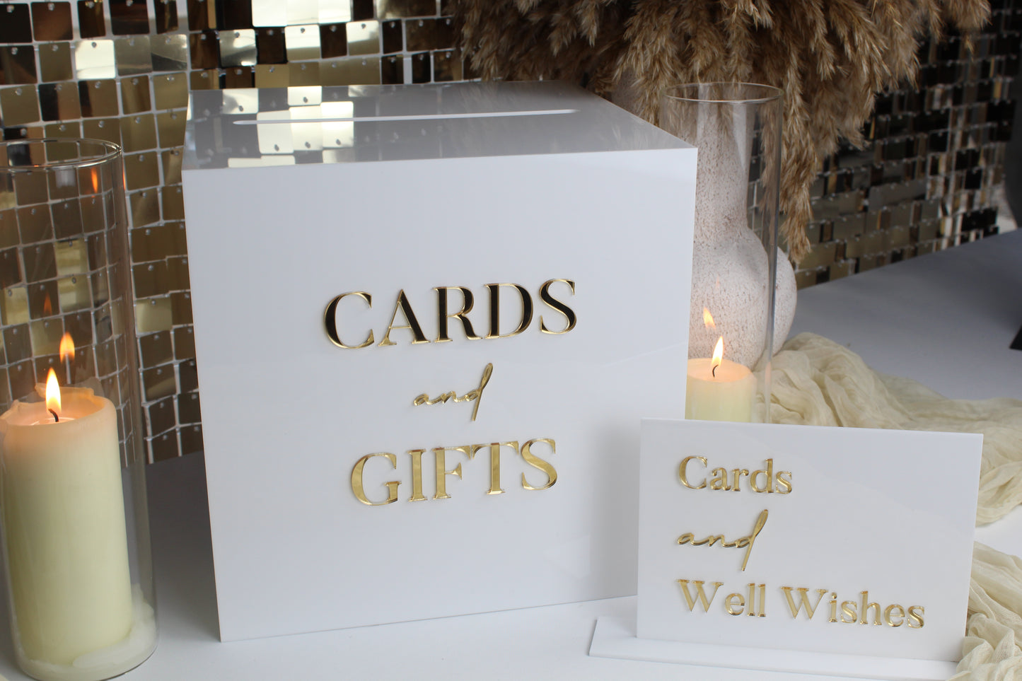 Wedding Card Box With Cards and Well Wishes Sign