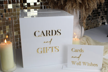 Wedding Card Box With Cards and Well Wishes Sign