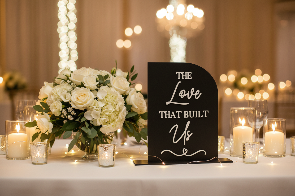 The Love That Built Us Wedding Sign | Acrylic Memory Wedding Table Sign