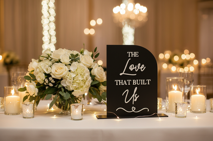 The Love That Built Us Wedding Sign | Acrylic Memory Wedding Table Sign