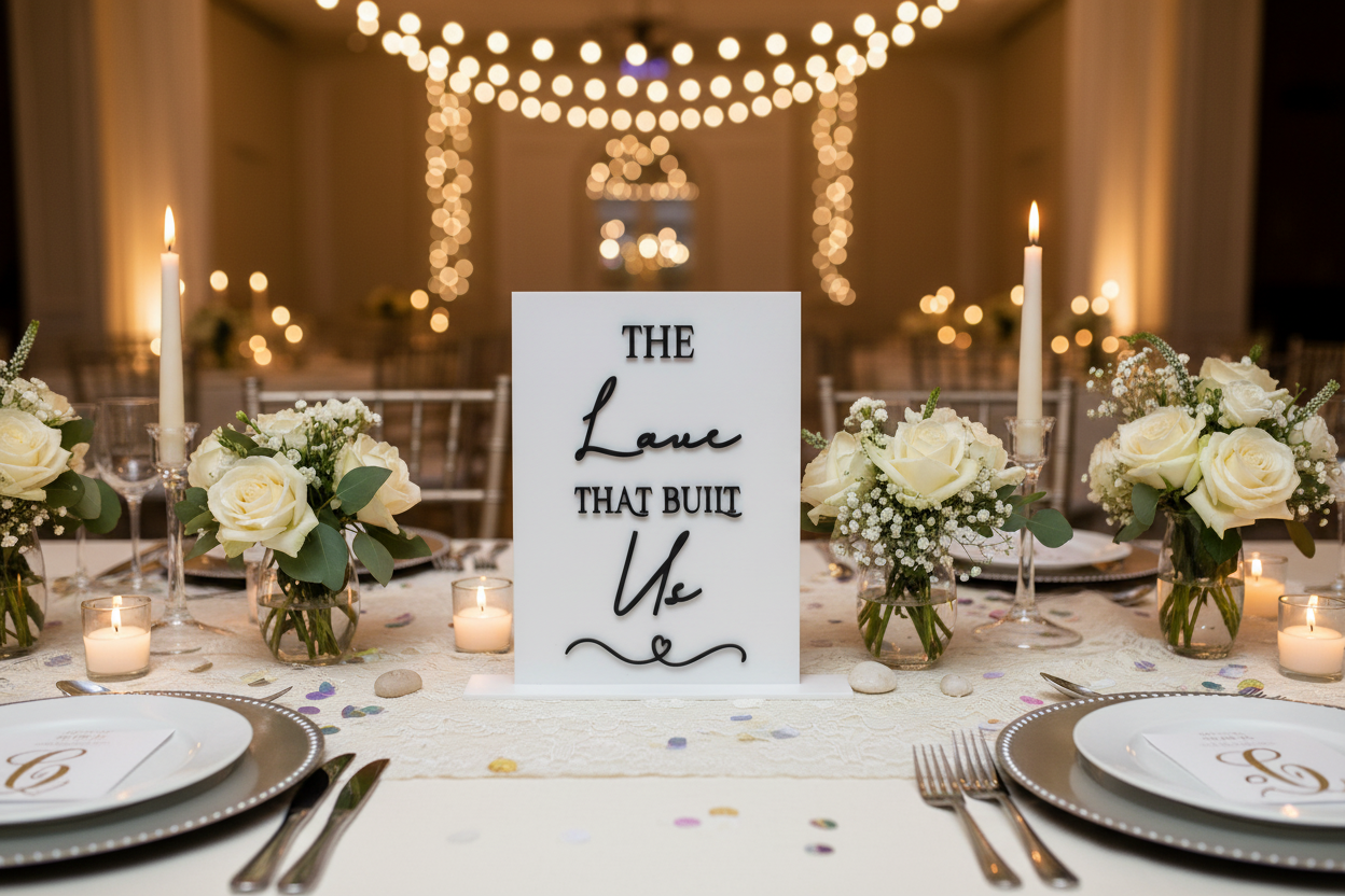 The Love That Built Us Wedding Sign | Acrylic Memory Wedding Table Sign