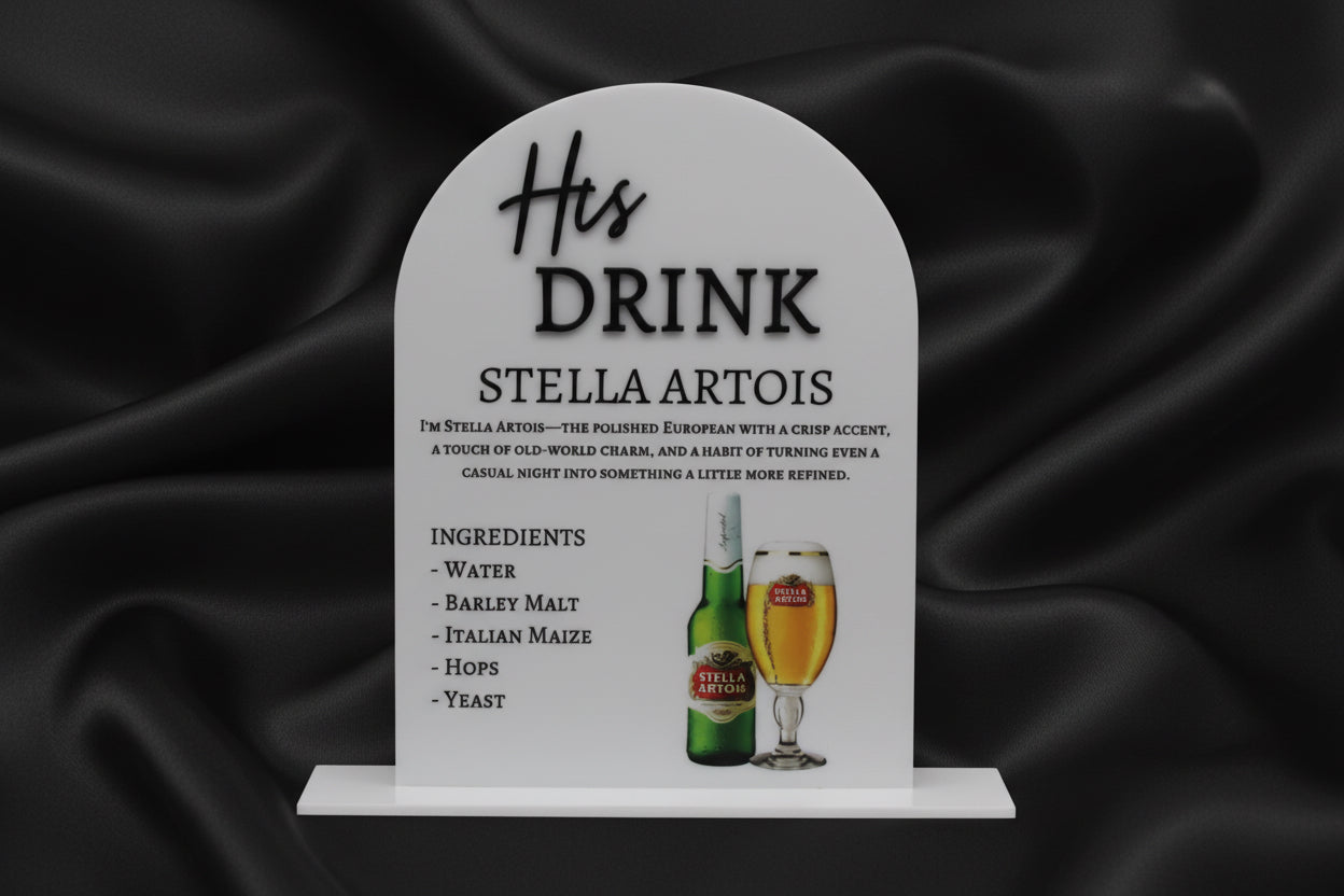 His & Hers Bar Menu Wedding Sign | Acrylic Wedding Sign