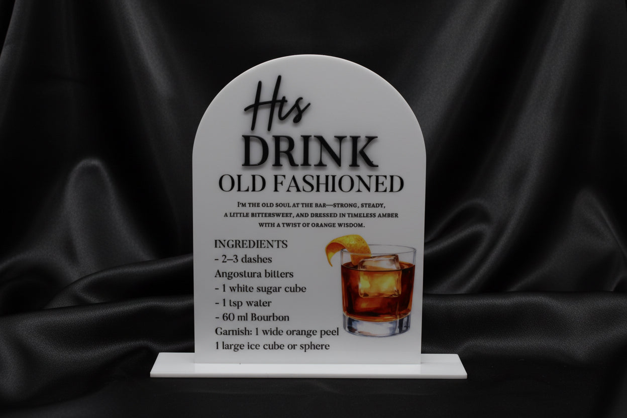 His & Hers Bar Menu Wedding Sign | Acrylic Wedding Sign