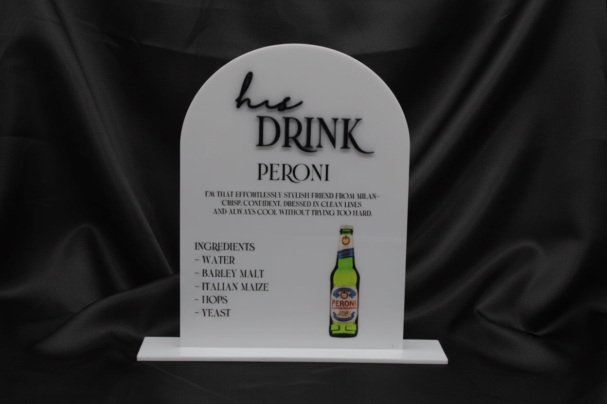 His & Hers Bar Menu Wedding Sign | Acrylic Wedding Sign