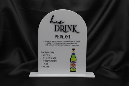 His & Hers Bar Menu Wedding Sign | Acrylic Wedding Sign