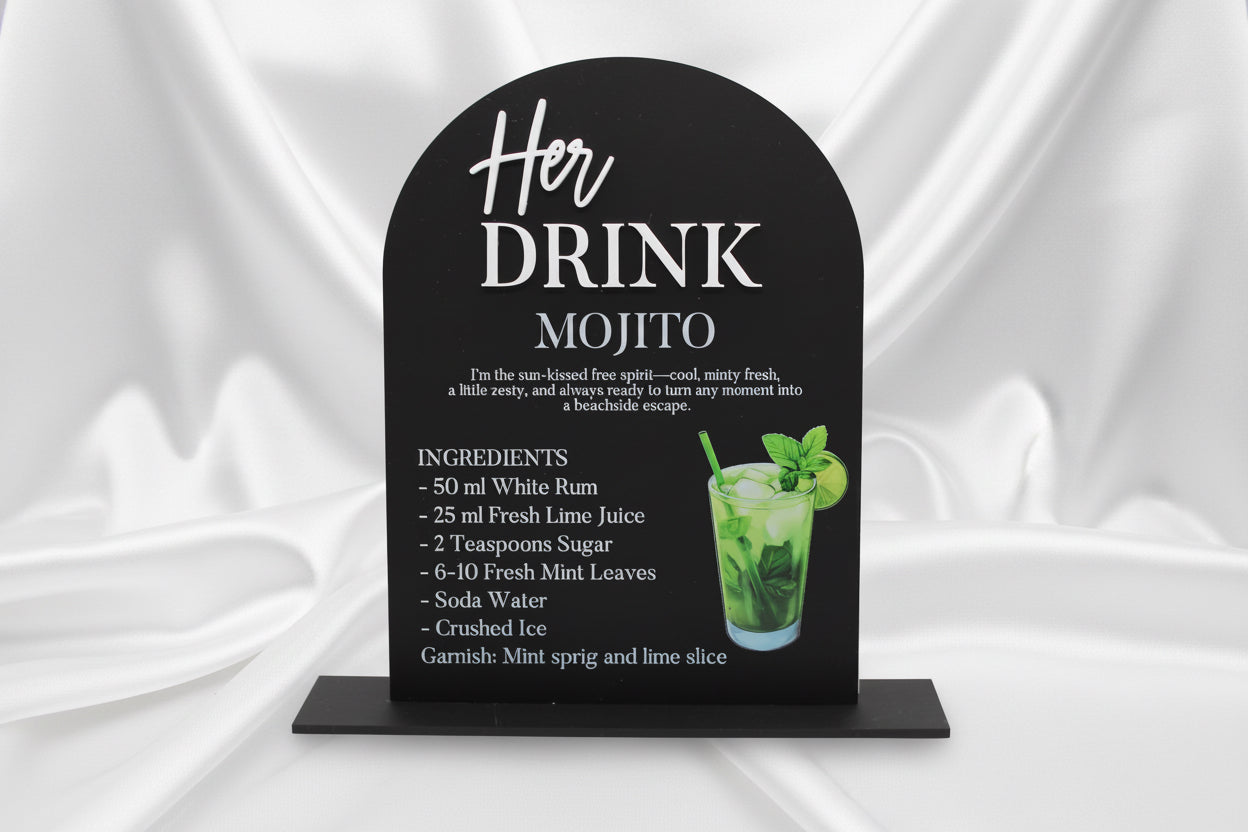 His & Hers Bar Menu Wedding Sign | Acrylic Wedding Sign