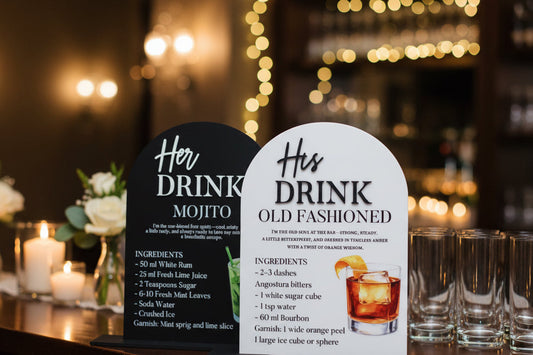 His & Hers Bar Menu Wedding Sign | Acrylic Wedding Sign