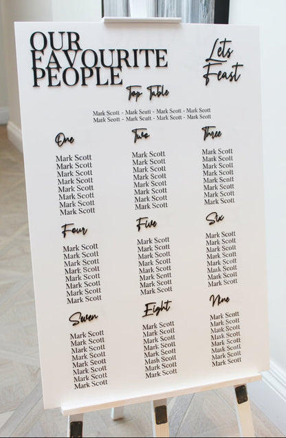 Wedding Seating Plan - Our Favourite People