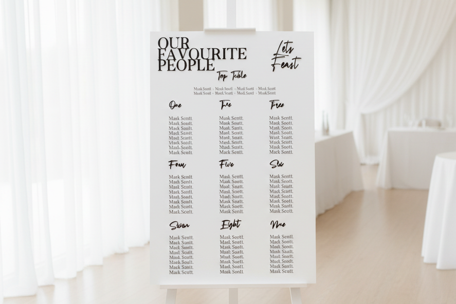 Wedding Seating Plan - Our Favourite People