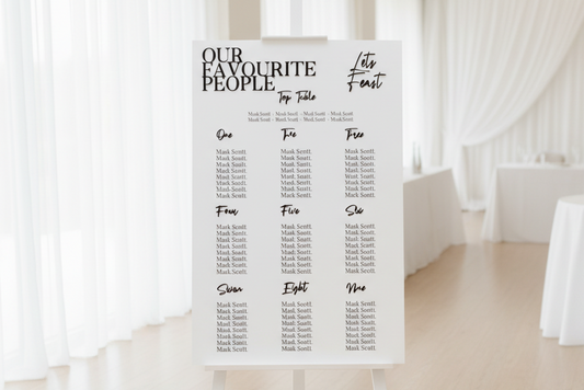 Wedding Seating Plan - Our Favourite People