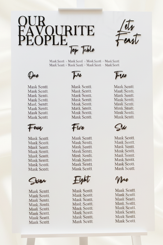 Wedding Seating Plan - Our Favourite People
