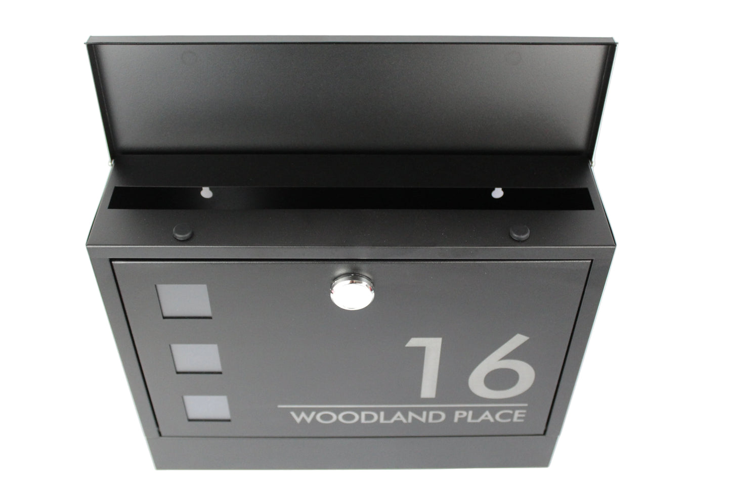 personalised postbox with lock and viewing window