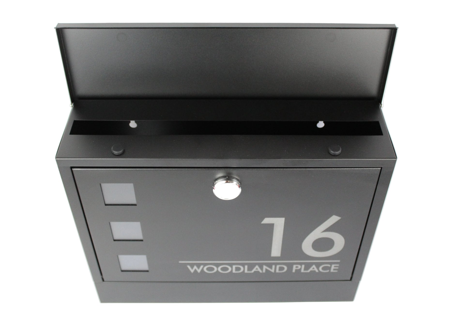 personalised postbox with lock and viewing window