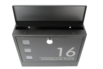 personalised postbox with lock and viewing window