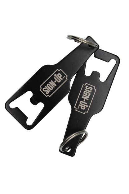 black bottle shaped bottle opener