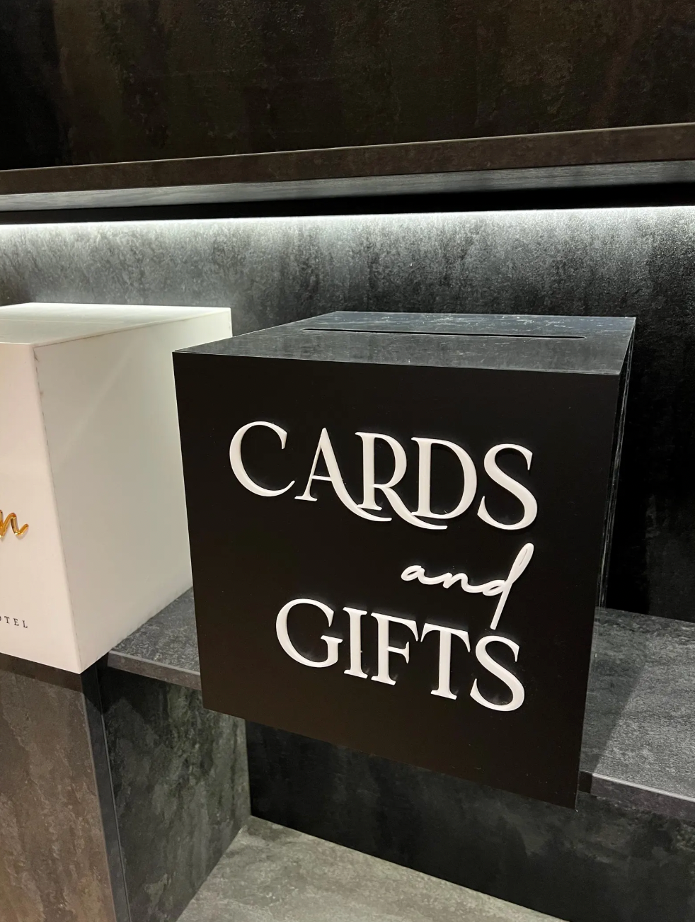 Matt_Blavk_Wedding_Card_Box_with_White_Text