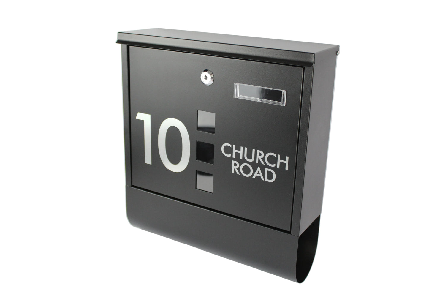 Customised mailbox with newspaper space, lock and viewing windows