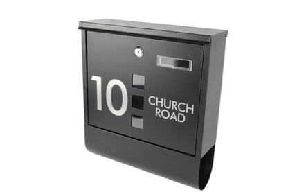 Customised mailbox with newspaper space, lock and viewing windows