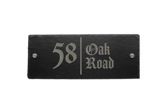 Engraved slate house number or address