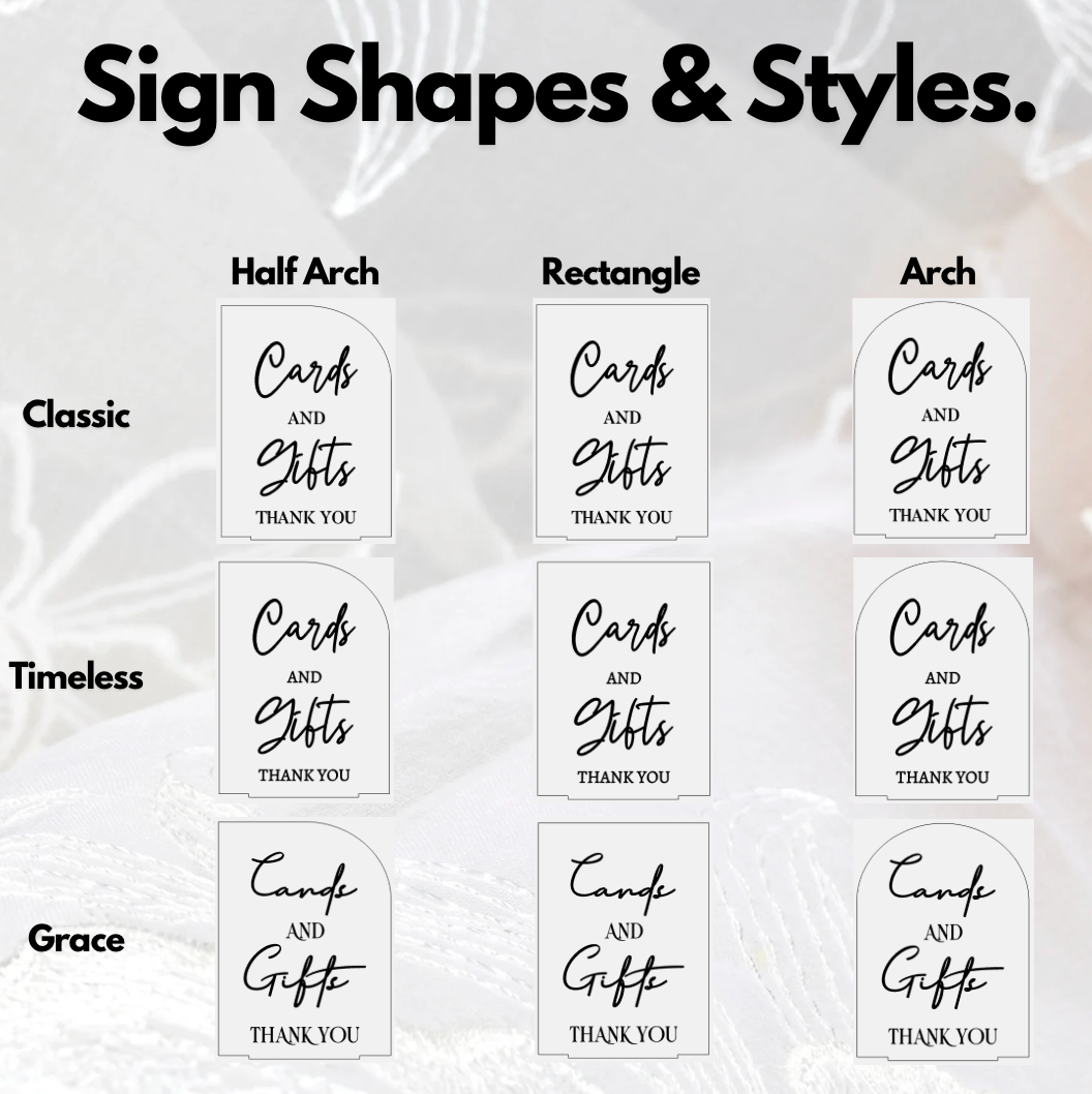 Cards and Gifts Wedding Sign | Acrylic Wedding Table Sign