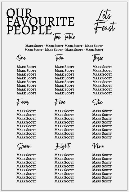 Wedding Seating Plan - Our Favourite People
