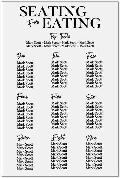 Wedding Seating Plan - Seating For Eating
