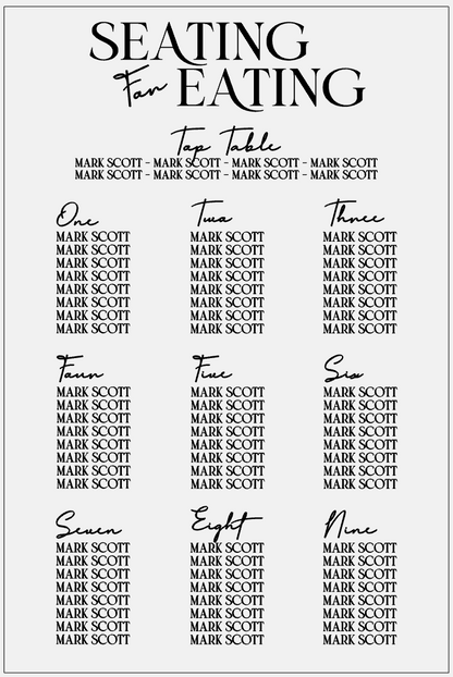 Wedding Seating Plan - Seating For Eating