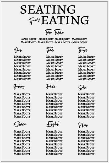 Wedding Seating Plan - Seating For Eating