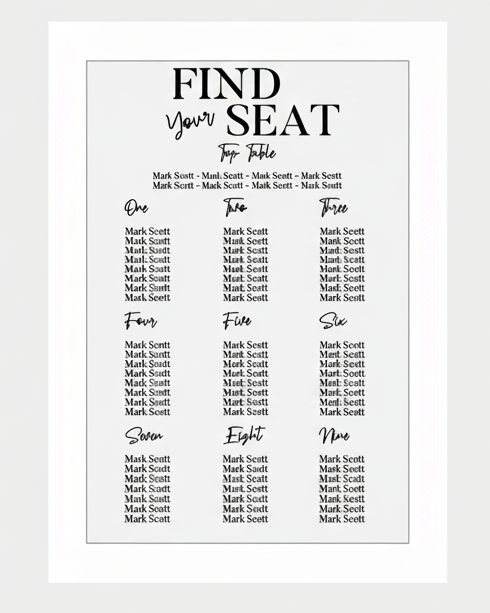 Wedding Seating Plan - Find Your Seat