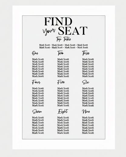Wedding Seating Plan - Find Your Seat