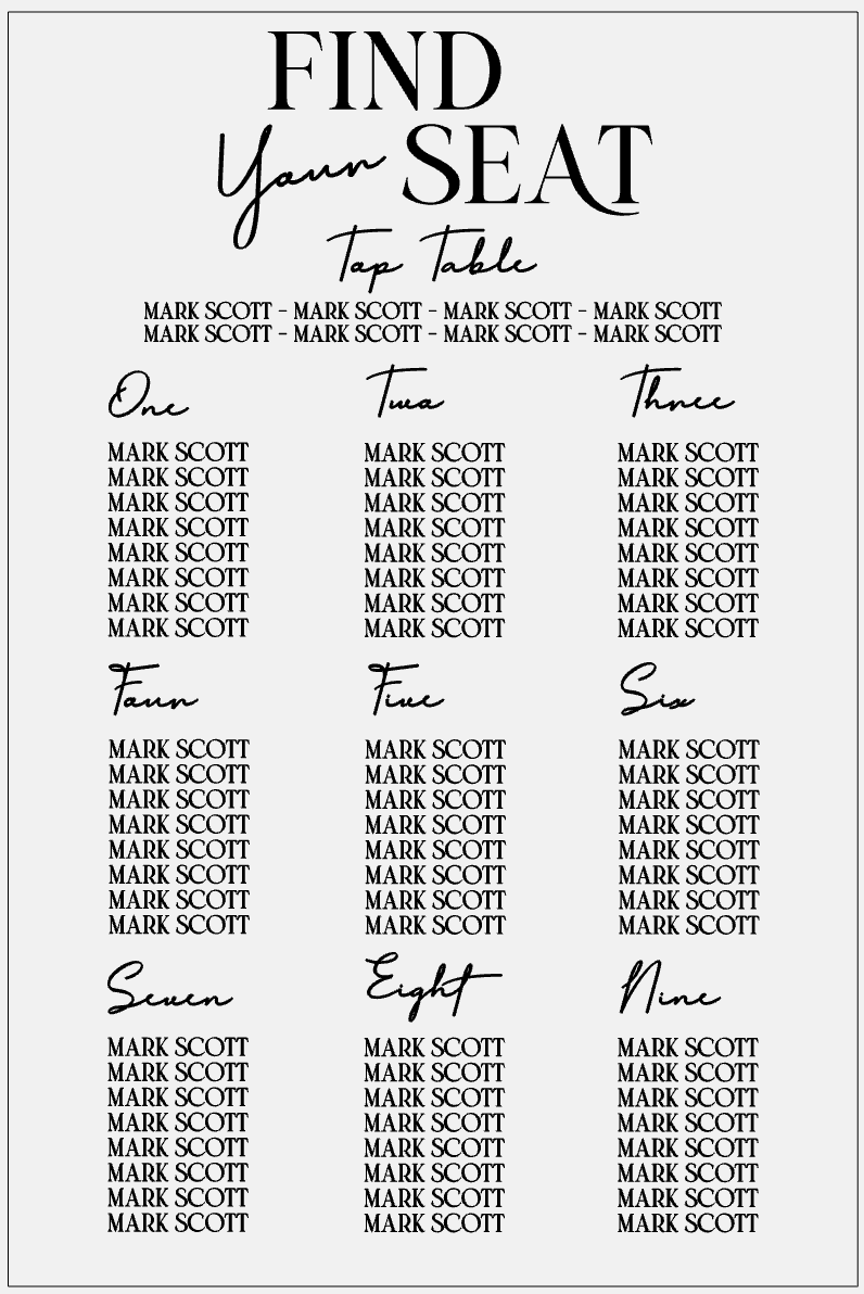 Wedding Seating Plan - Find Your Seat